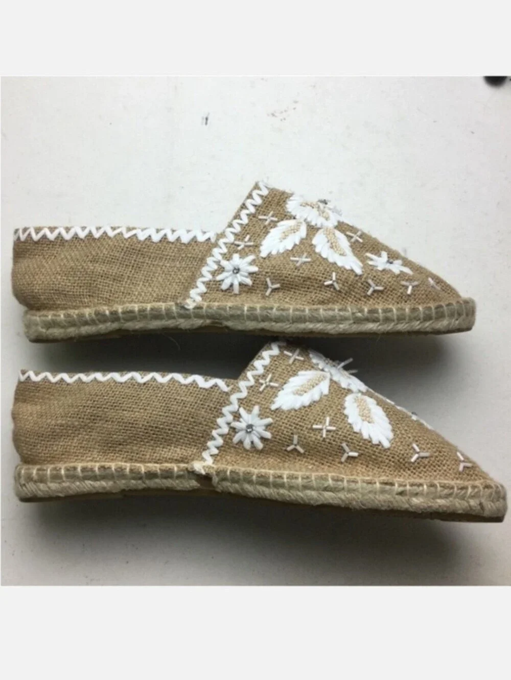 NWT Antik Batik X Johnny Was Tori Beaded Rhinestone Embroidered Espadrille Flats